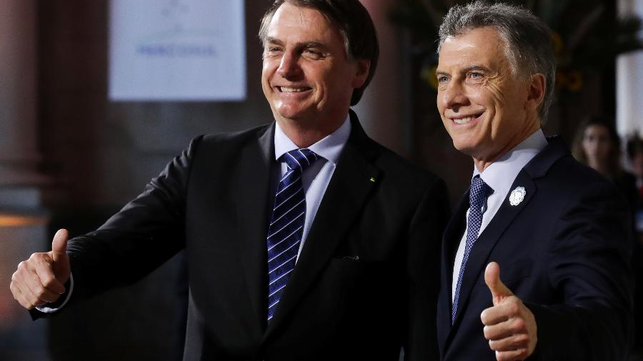 Jair Bolsonaro e Mauricio Macri durante a Cúpula do Mercosul, em Santa Fé (Argentina) - Presidência argentina
