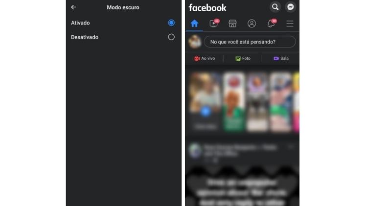Facebook: aprenda a ativar o modo noturno do seu app - Reprodução - Reprodução