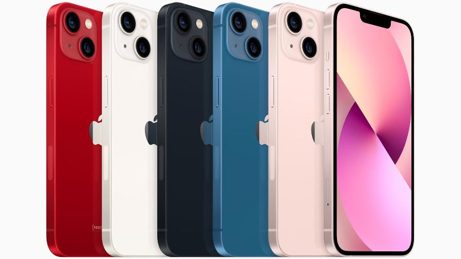 iPhone 13 e iPhone 13 mini em cinco cores - Divulgação/ Apple