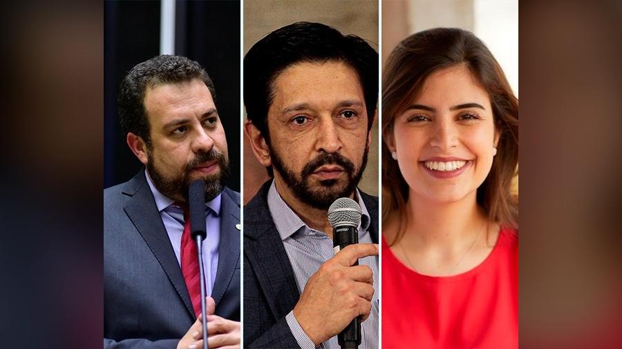 Pré-candidatos para Prefeitura de São Paulo: Boulos (PSOL), Nunes (MDB) e Tabata (PSB)