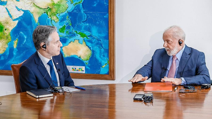 21.02.2024 - Presidente da República, Luiz Inácio Lula da Silva, durante reunião com o Secretário de Estado dos Estados Unidos, Antony Blinken, no Palácio do Planalto. Brasília - DF.