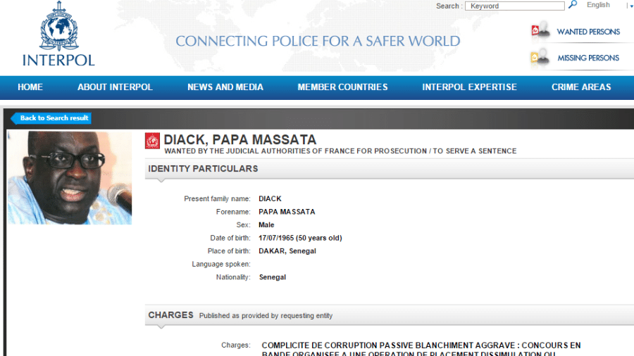 Mandado de prisão contra Papa Massata Diack - Reprodução