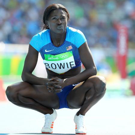 Tori Bowie, dos Estados Unidos, antes dos 200m rasos feminino no Rio-2016 - 	LUCY NICHOLSON/REUTERS