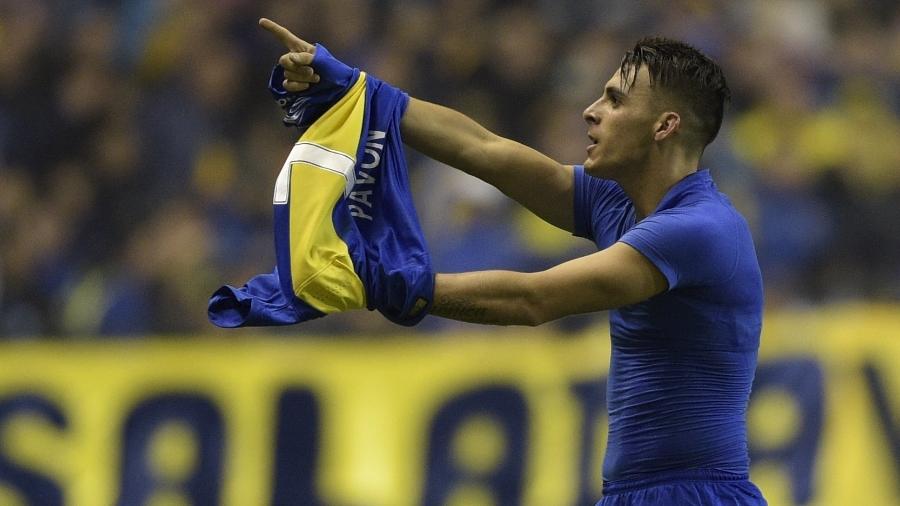 Cristian Pavon comemora gol pelo Boca na Bombonera - AFP PHOTO / JUAN MABROMATA 