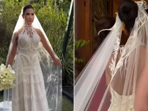 Brasileira se casa com o primeiro vestido de noiva impresso em 3D
