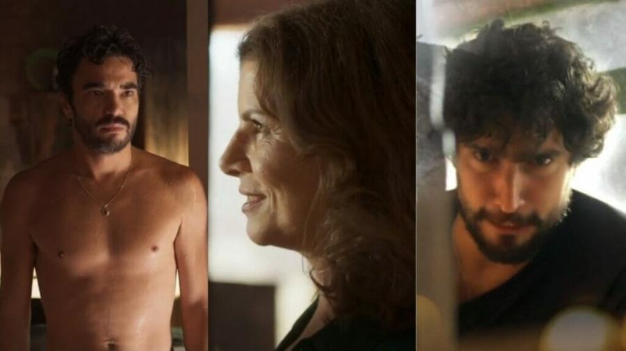 Pajeú (Caio Blat), Deodora (Débora Bloch) e Tertulinho (Renato Góes) de Mar do Sertão - Reprodução - TV Globo 