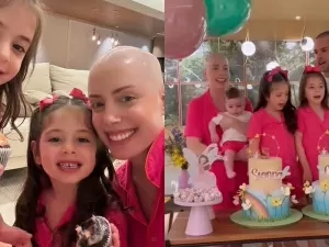 Tratando câncer em casa, Fabiana Justus celebra 5 anos das filhas gêmeas