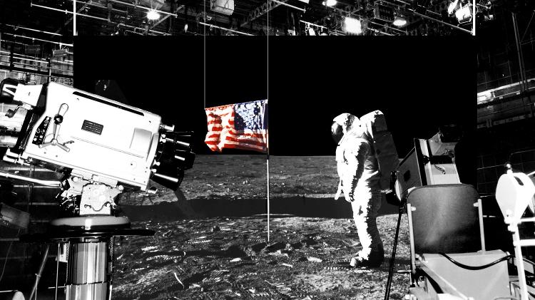 O astronauta Neil Armstrong, na missão Apollo 11 - Ilustração por Elena Scotti/Gizmodo/Getty Images/Nasa
