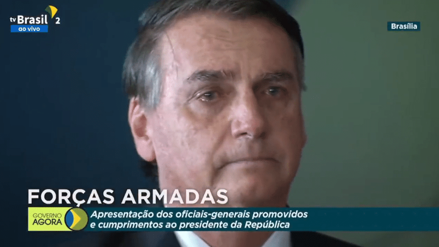  Bolsonaro chora durante evento das Forças Armadas - Reprodução/TV Brasil