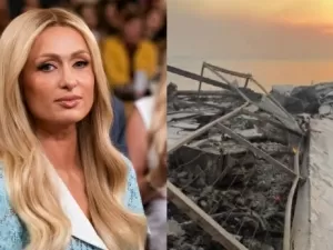 Paris Hilton vai até a mansão em Los Angeles e choca ao mostrar o que restou da casa após incêndios; assista