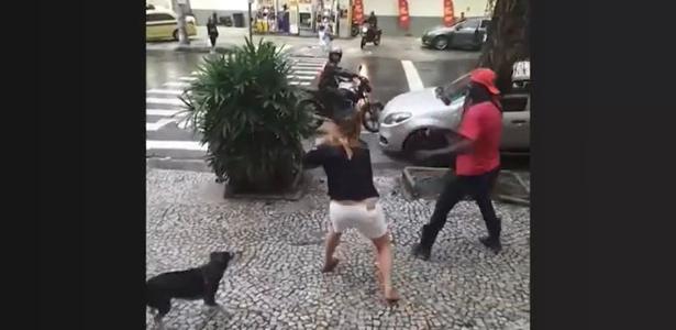 Momento da agressão em São Conrado