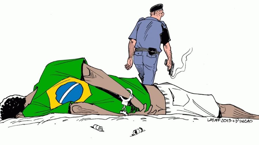 Ilustração do artista Carlos Latuff que foi arrancada da exposição e quebrada - Ilustração do artista Carlos Latuff que foi arrancada da exposição e quebrada