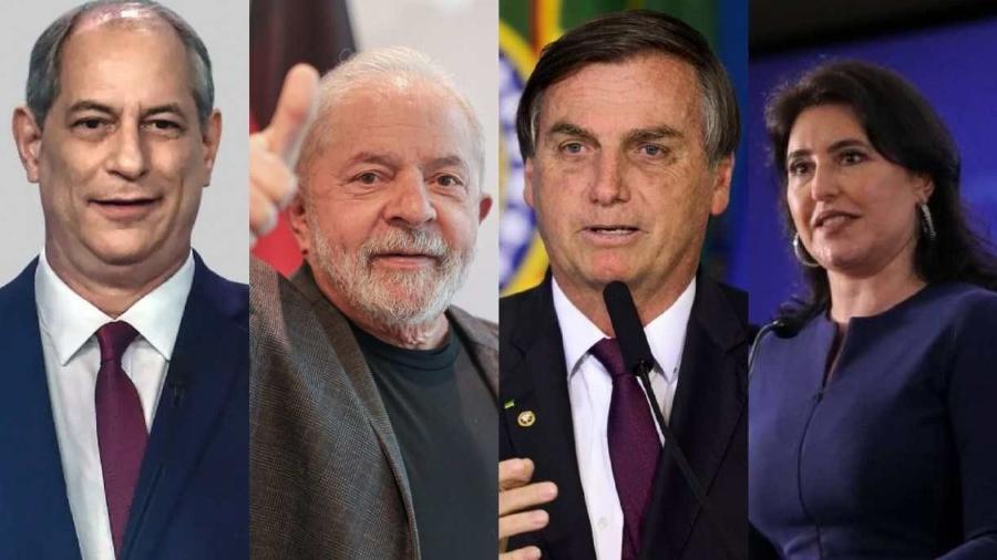 Ciro Gomes (PDT), Lula (PT), Bolsonaro (PL) e Simone Tebet (MDB) - Reprodução                            