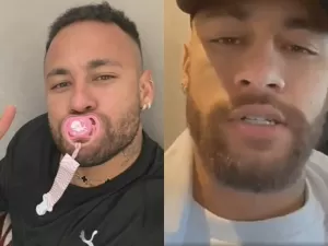 Neymar ignora críticas e debocha após aparecer chupando chupeta