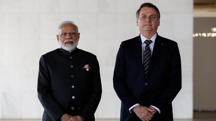                                  Bolsonaro ao lado do premiê indiano Narendra Modi em Brasília, em 2019                              -                                 ALAN SANTOS/PR                            
