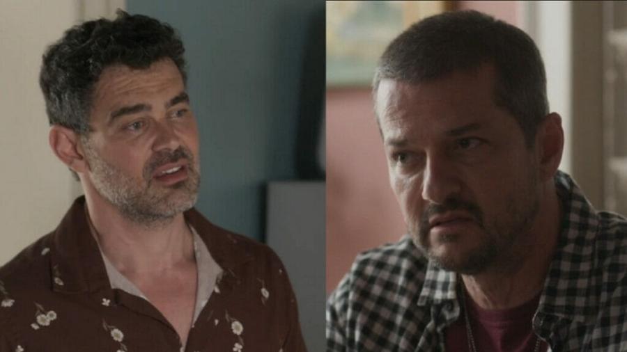 Alfredo (Carmo Dalla Vecchia) e  Moa (Marcelo Serrado) de Cara e Coragem - Reprodução - TV Globo 