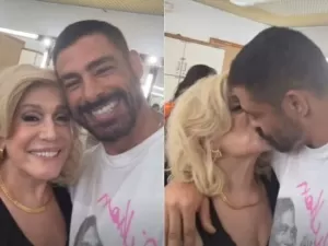 Cauã Reymond e Susana Vieira se reencontram na Globo e dão beijão