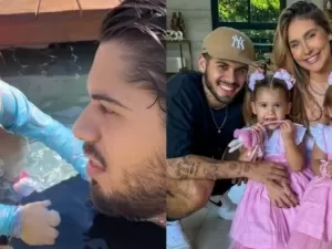 Vídeo: Zé Felipe revela desespero ao salvar filha de afogamento na piscina: "Pulei com tênis e tudo"