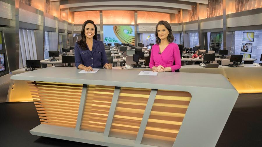 Carla Cecato e Roberta Piza na bancada do "Fala Brasil"; Cecato deixou o jornal para cuidar da saúde - Antonio Chahestian/ Record TV