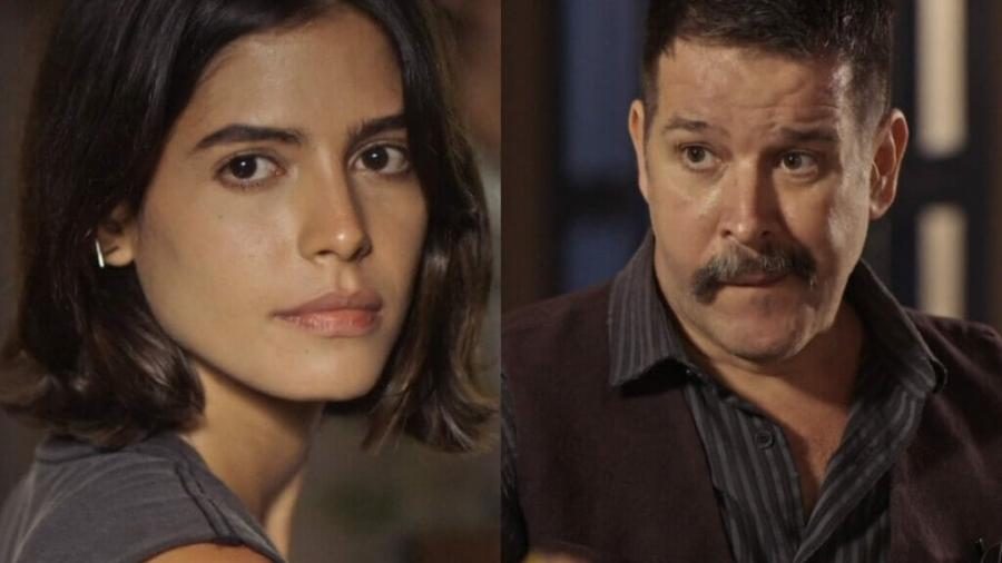 Guta (Julia Dalavia) e Tenório (Murilo Benício) em Pantanal - Reprodução/TV Globo