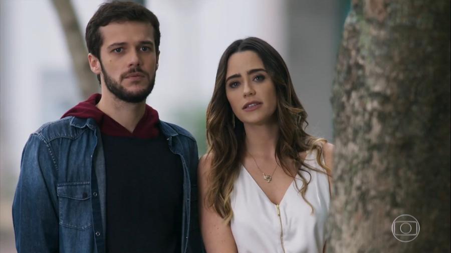 Giovanni (Jayme Matarazzo) e Bruna (Fernanda Vasconcellos) em Haja Coração (Reprodução/TV Globo). - Reprodução / Internet