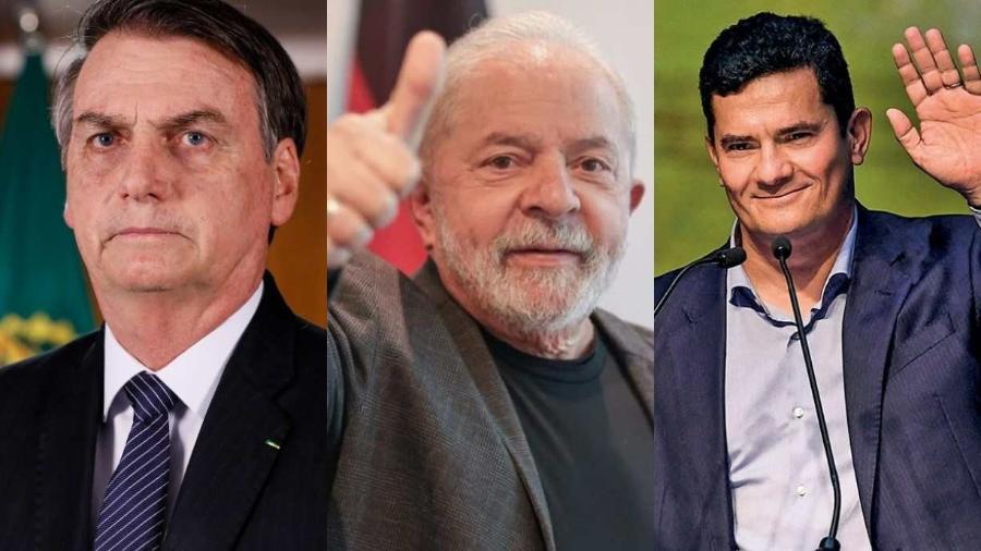                                  Jair Bolsonaro, Lula e Sérgio Moro                              -                                 Reprodução                            