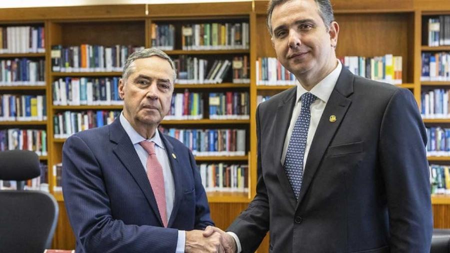 Ministro Luís Roberto Barroso, presidente do STF, e o presidente do Senado, Rodrigo Pacheco