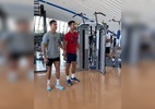 Djokovic e Cristiano Ronaldo fazem brincadeira enquanto treinam juntos; Confira - (Sem crédito)