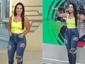 Jornalista do SBT rebate críticas por decote e roupa rasgada na TV