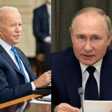 Biden e Putin tentam reduzir tensão em torno da Ucrânia - Montagem/divulgação