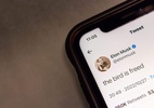 A liberdade de expressão em tempos de bloqueio do X - Elon Musk com o tweet "the bird is freed" num iPhone (X/Twitter)