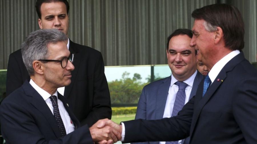 No Palácio da Alvorada, Jair Bolsonaro recebe o apoio do governador de Minas Gerais, Romeu Zema, para o segundo turno                              -                                 ANTONIO CRUZ/AGÊNCIA BRASIL                            