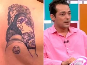 Eduardo Sterblitch faz tatuagem para mulher que tatuou seu rosto no bumbum