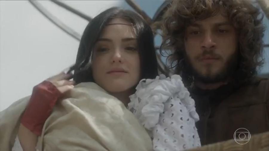 Anna (Isabelle Drummond) e Joaquim (Chay Suede) em Novo Mundo (Reprodução/TV Globo). - Reprodução / Internet