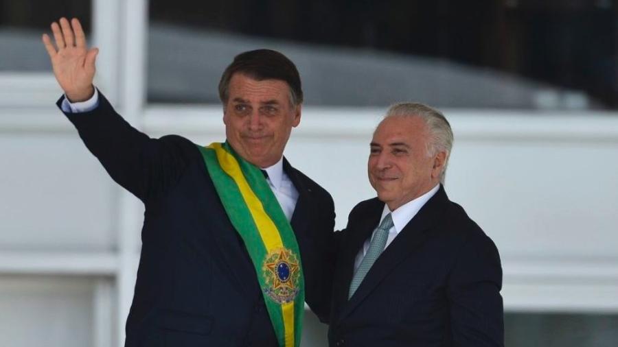 Após receber a faixa presidencial de Temer, Bolsonaro repetiu as palavras "ideologias", "ideologização" e a expressão "viés ideológico" pelo menos cinco vezes - Marcelo Camargo / Agência Brasil