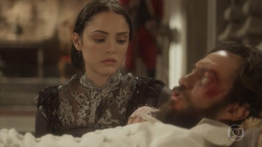 Anna (Isabelle Drummond) e Thomas (Gabriel Braga Nunes) em Novo Mundo (Reprodução/TV Globo). - Reprodução / Internet