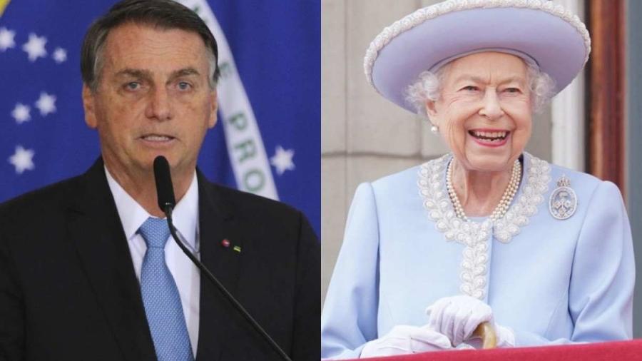                                  O presidente Jair Bolsonaro (PL) e a rainha Elizabeth II                              -                                 Jonathan Brady/POOL/AFP/Alan Santos/PR                            