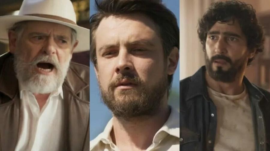 Tertúlio (José de Abreu), Zé Paulino (Sergio Guizé) e Tertulinho (Renato Góes) de Mar do Sertão - Reprodução - TV Globo 