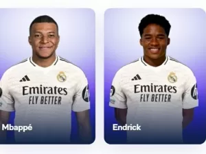 Real Madrid inclui Endrick e Mbappé em elenco no site oficial nesta segunda-feira (1º)