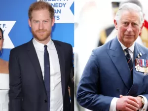 Palácio implora para príncipe Harry e Meghan Markle saírem em defesa de rei Charles após nova "bomba" na realeza, diz TMZ