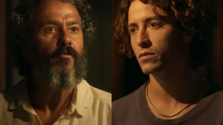 José Leôncio (Marcos Palmeira) e Jove (Jesuíta Barbosa) de Pantanal - Reprodução - TV Globo 