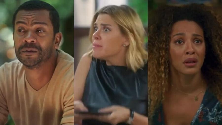 Ben (Samuel de Assis), Lumiar (Carolina Dieckmann) e Sol (Sheron Menezzes) de Vai na Fé - Reprodução - TV Globo 