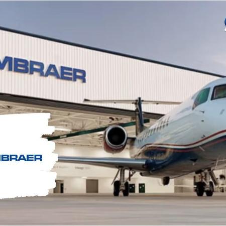 Avião da Embraer em hangar