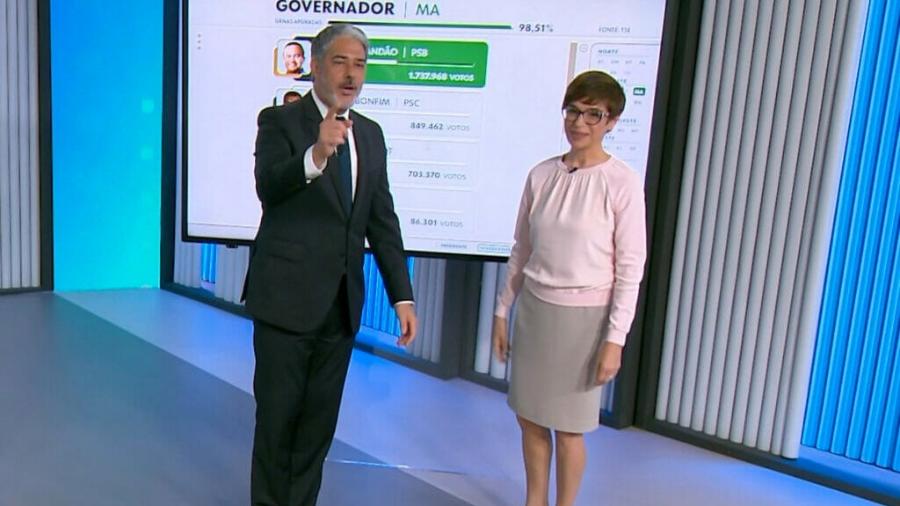 William Bonner e Renata Lo Prete comandam cobertura da eleição na Globo - Reprodução/TV Globo