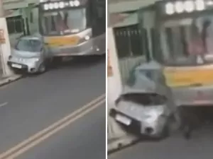 Motorista escapa por segundos de colisão violenta com ônibus após condutor passar mal