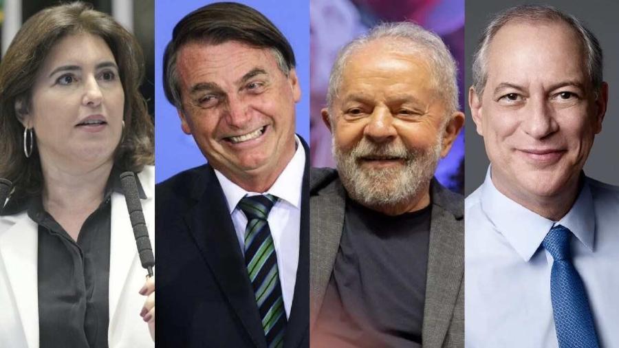                                  Simone Tebet (MDB), Jair Bolsonaro (PL), Lula (PT) e Ciro Gomes (PDT) são pré-candidatos à Presidência da República                              -                                 Reprodução                            