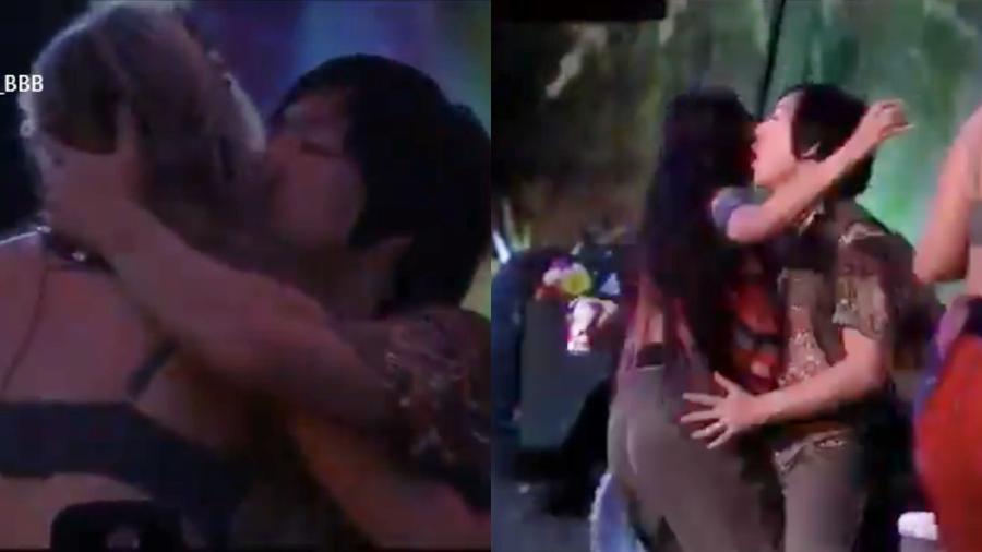 Pyong tenta beijar Marcela e agarra as nádegas de Flayslane - Reprodução / Internet