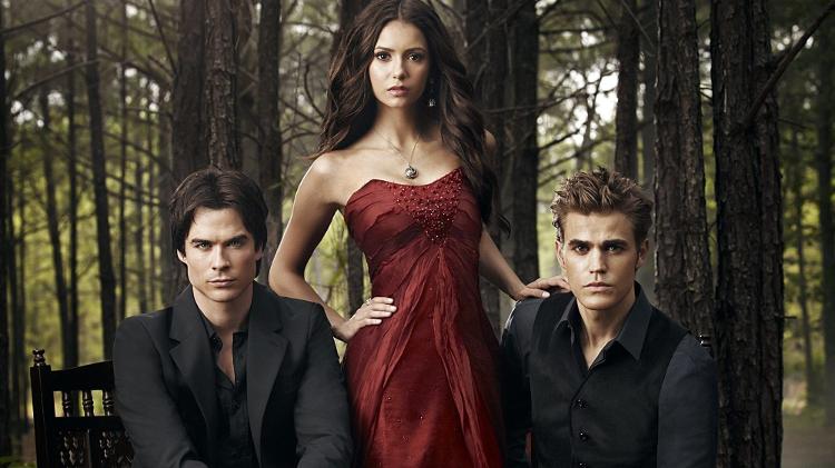 Cartaz de divulgação de The Vampire Diaries com Ian Somerhalder, Nina Dobrev e Paul Wesley - Reprodução / Internet - Reprodução / Internet