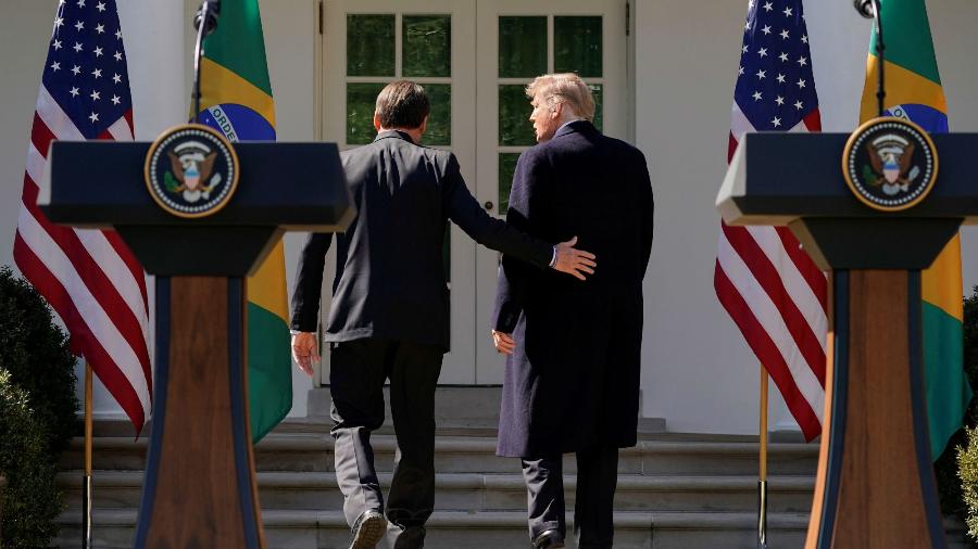 Donald Trump e Jair Bolsonaro, na Casa Branca, em Washington - Kevin Lamarque/Reuters