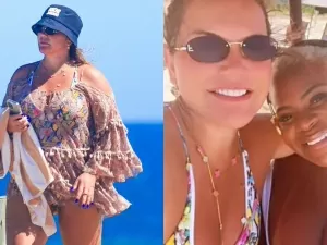 Irmã de Cristiano Ronaldo curte dia de praia no Rio ao lado de Jojo Todynho